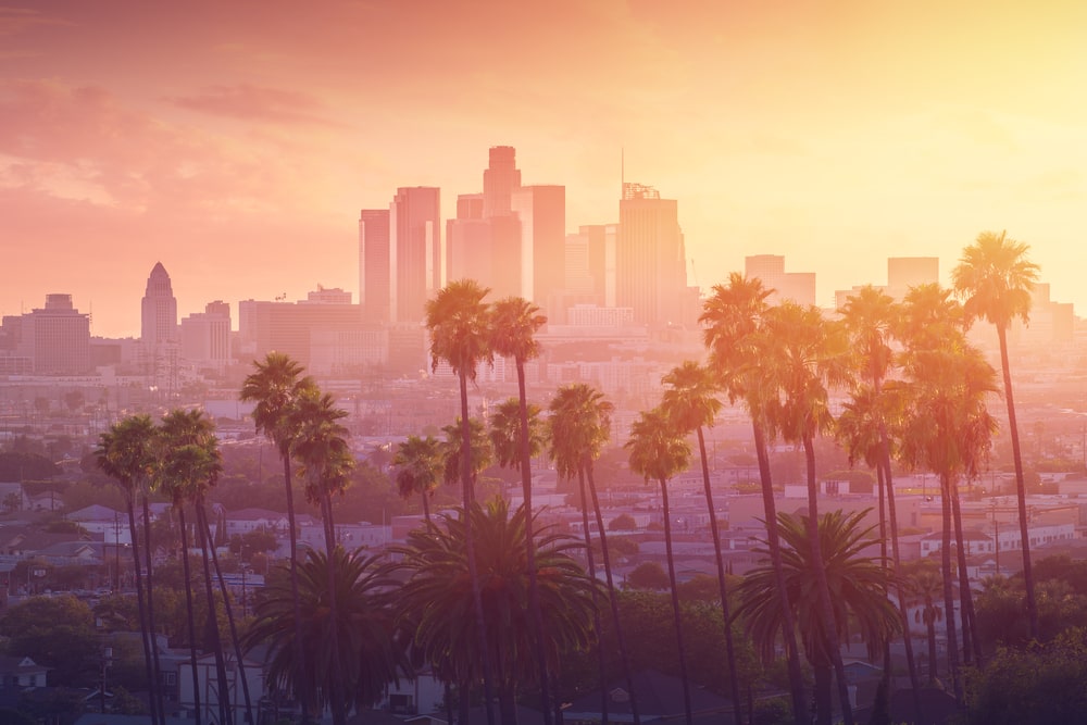 Sunny skyline of LA California.
