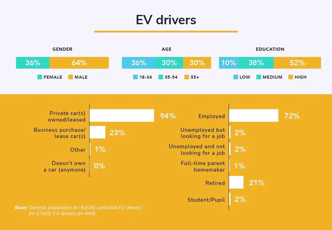 A representation of demographics of EV drivers.