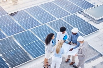 Some researchers are discussing details about installing solar panels.