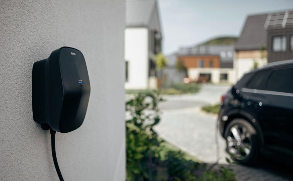 A car is being charged by EVbox Livo home charging station.