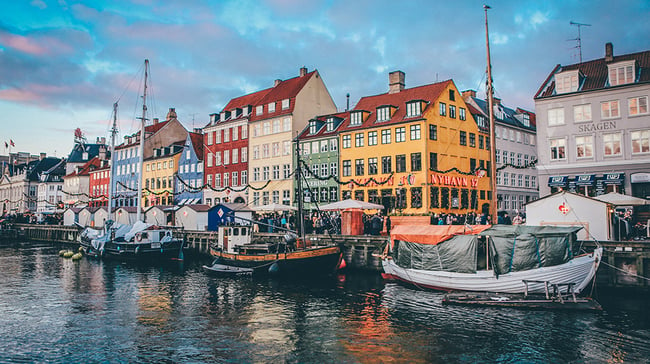 A Danish harbour during summer time