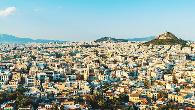 Aerial shot of Greece during day time