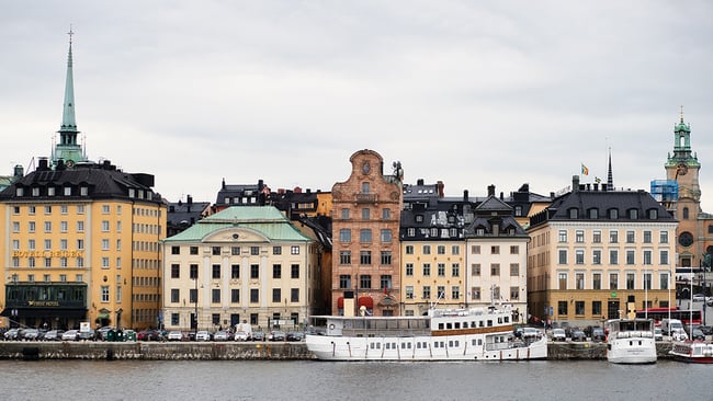 A skyline of a city in Sweden