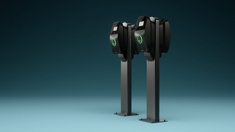 Two EVBox Liviqo AC workplace charging stations.